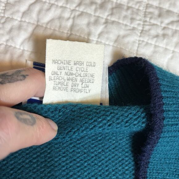 VTG 80/90s Cape Cod Sportswear Teal Knit Cardigan Sweater Womans M Gold Buttons - Picture 5 of 8